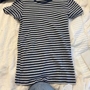 Brandy Melville Navy and White Striped Tee